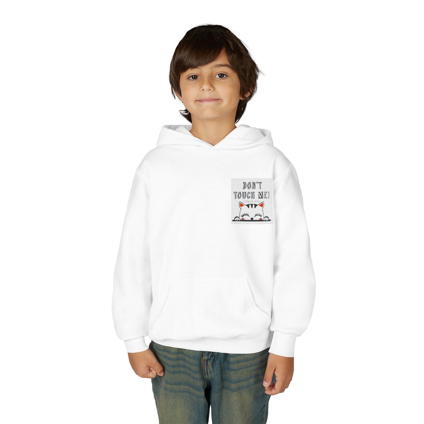 Youth Hoodie with "Don't Touch Me" Design - Comfortable and Fun Sweatshirt for Kids
