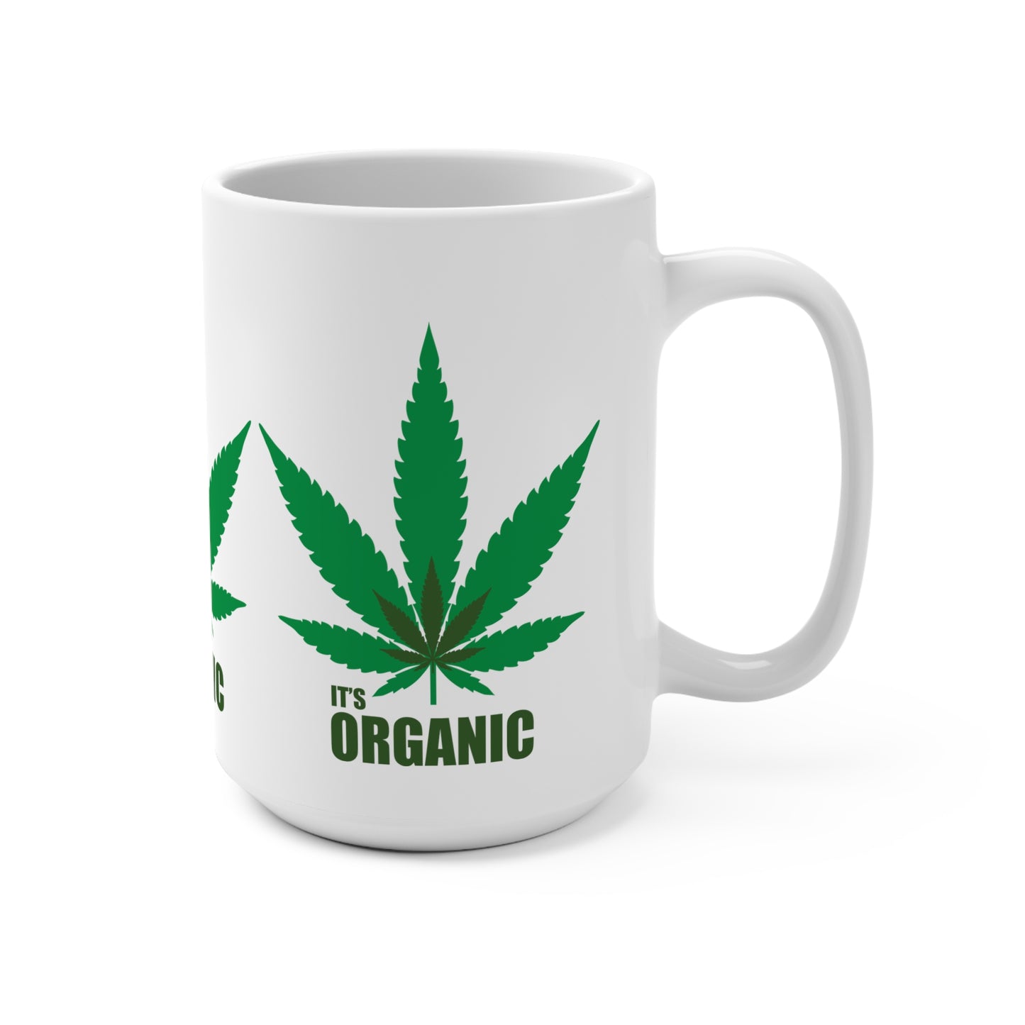 Organic Cannabis Leaf Mug 15oz | Eco-Friendly Coffee Cup