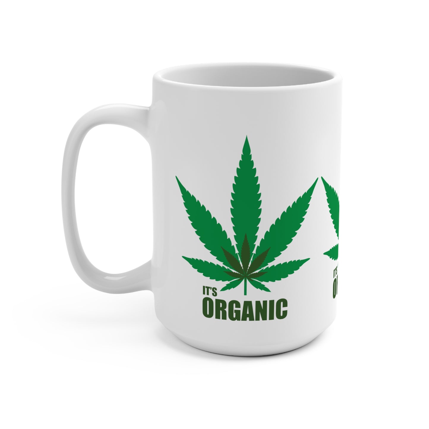 Organic Cannabis Leaf Mug 15oz | Eco-Friendly Coffee Cup
