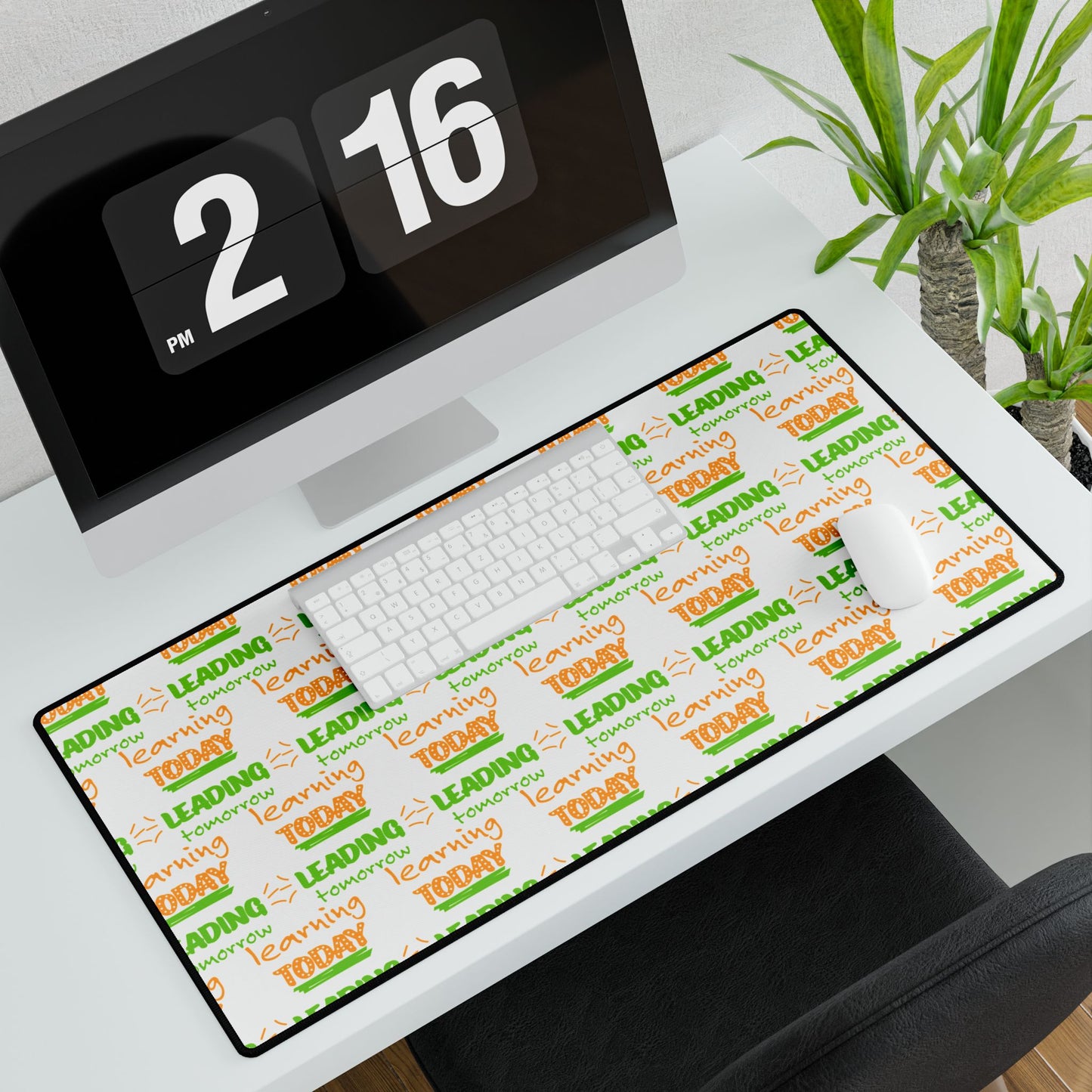 Motivational Desk Mat - "Leading, Learning Today" - Inspirational Office Decor