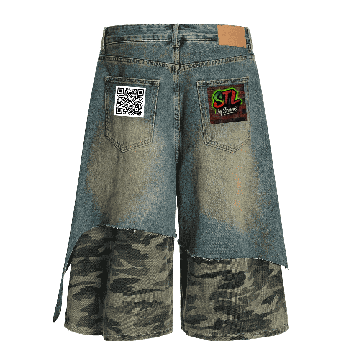 Unisex Camouflage Denim Shorts