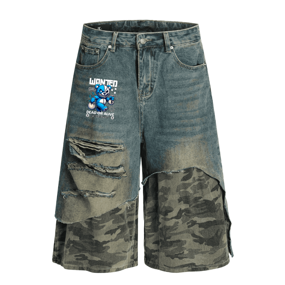 Unisex Camouflage Denim Shorts