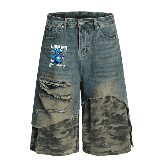 Unisex Camouflage Denim Shorts