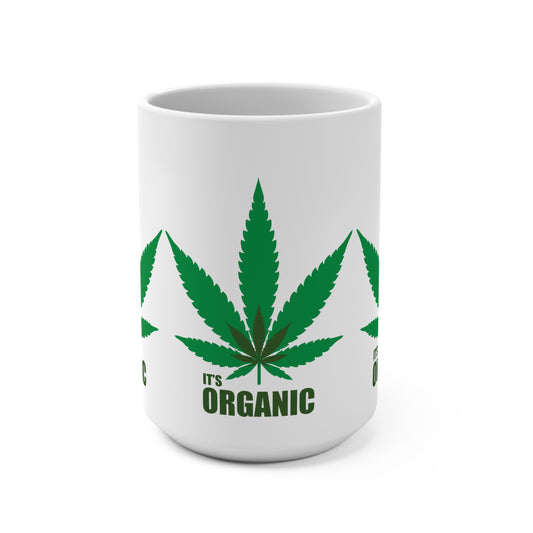 Organic Cannabis Leaf Mug 15oz | Eco-Friendly Coffee Cup